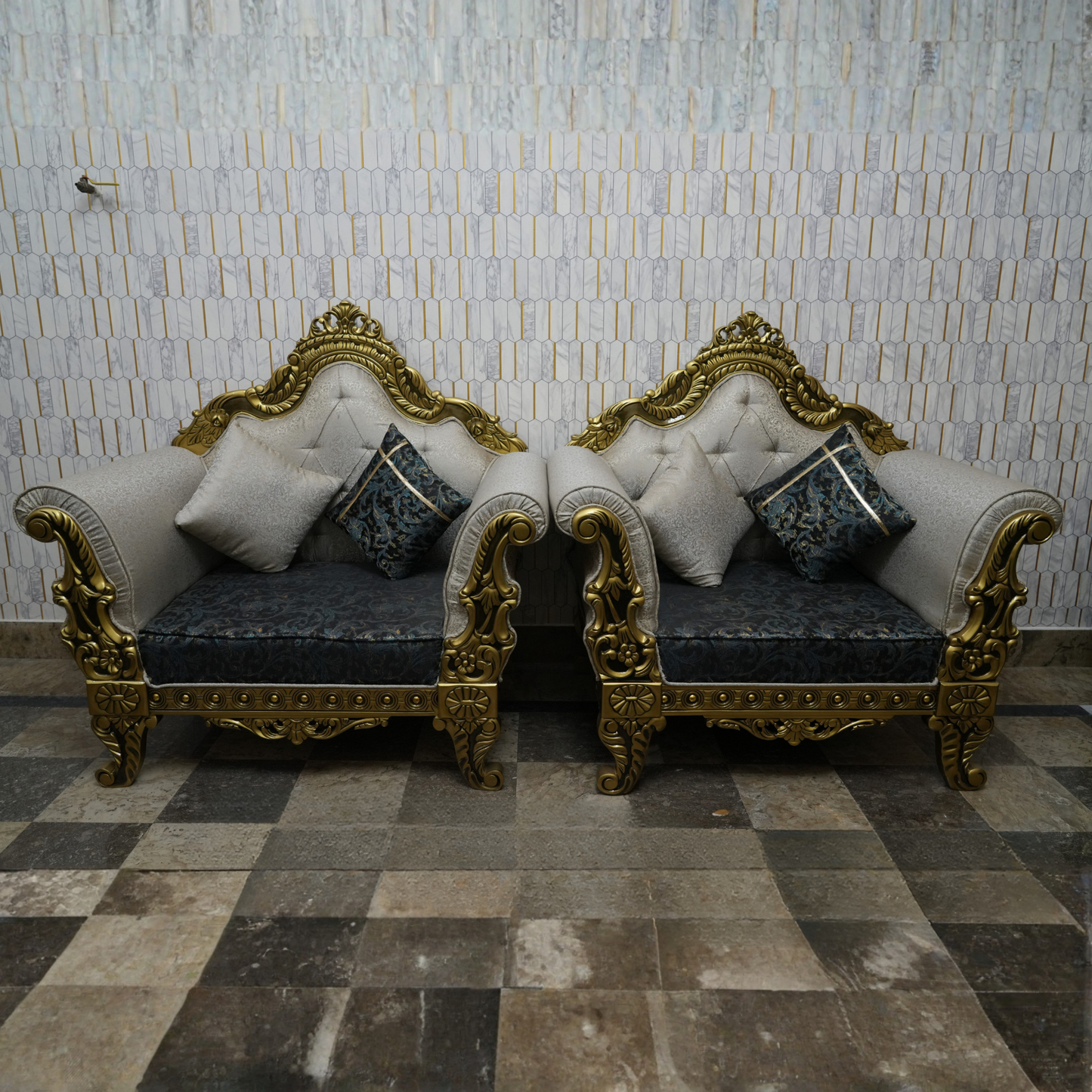 Royal Midnight Gold Sofa Set